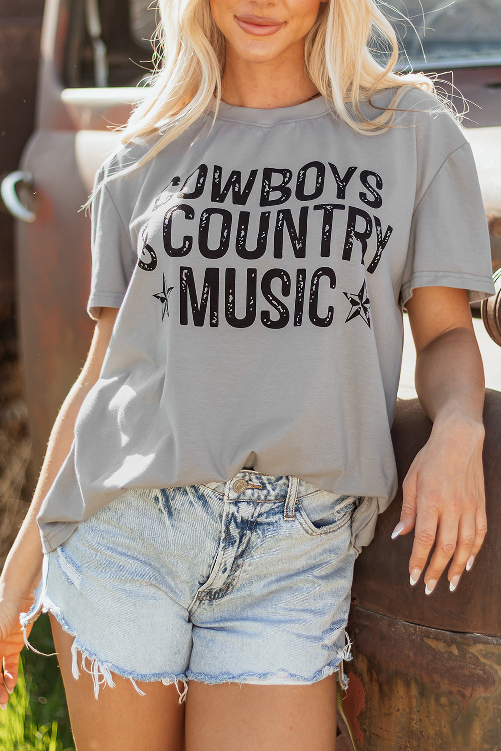 High Cowboys & Country Music Graphic Crew Neck T Shirt