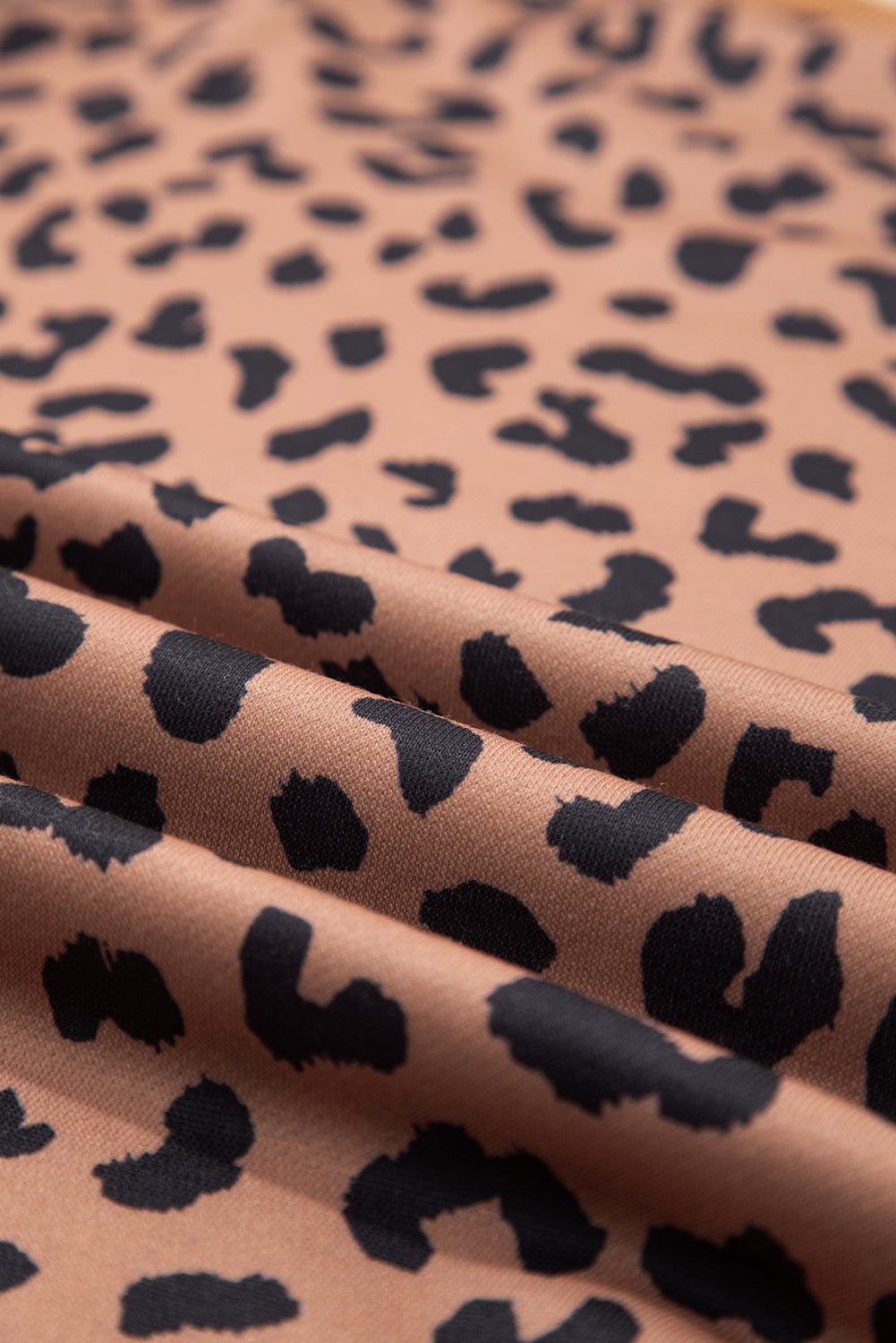 Khaki Leopard Striped Patchwork Plus Size Loose Sweatshirt