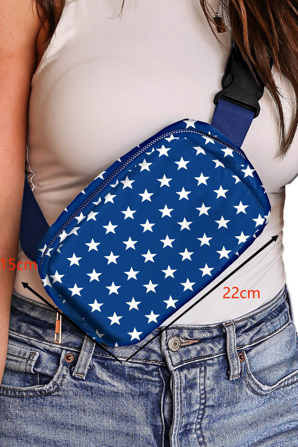 Blue Independent Day Flag Star Printed Cross body Bag