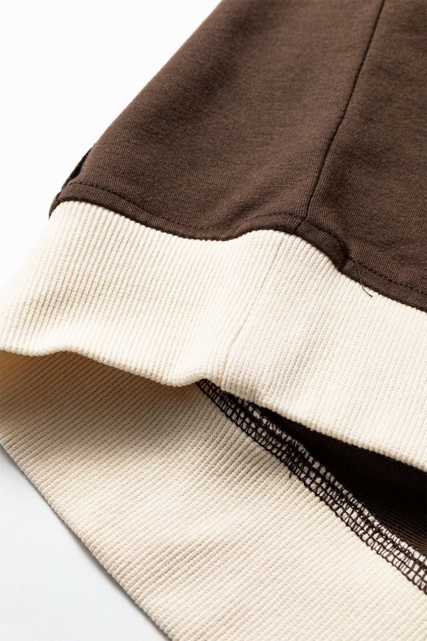 Coffee Raw Edge Flower Patch Drop Shoulder Casual Top