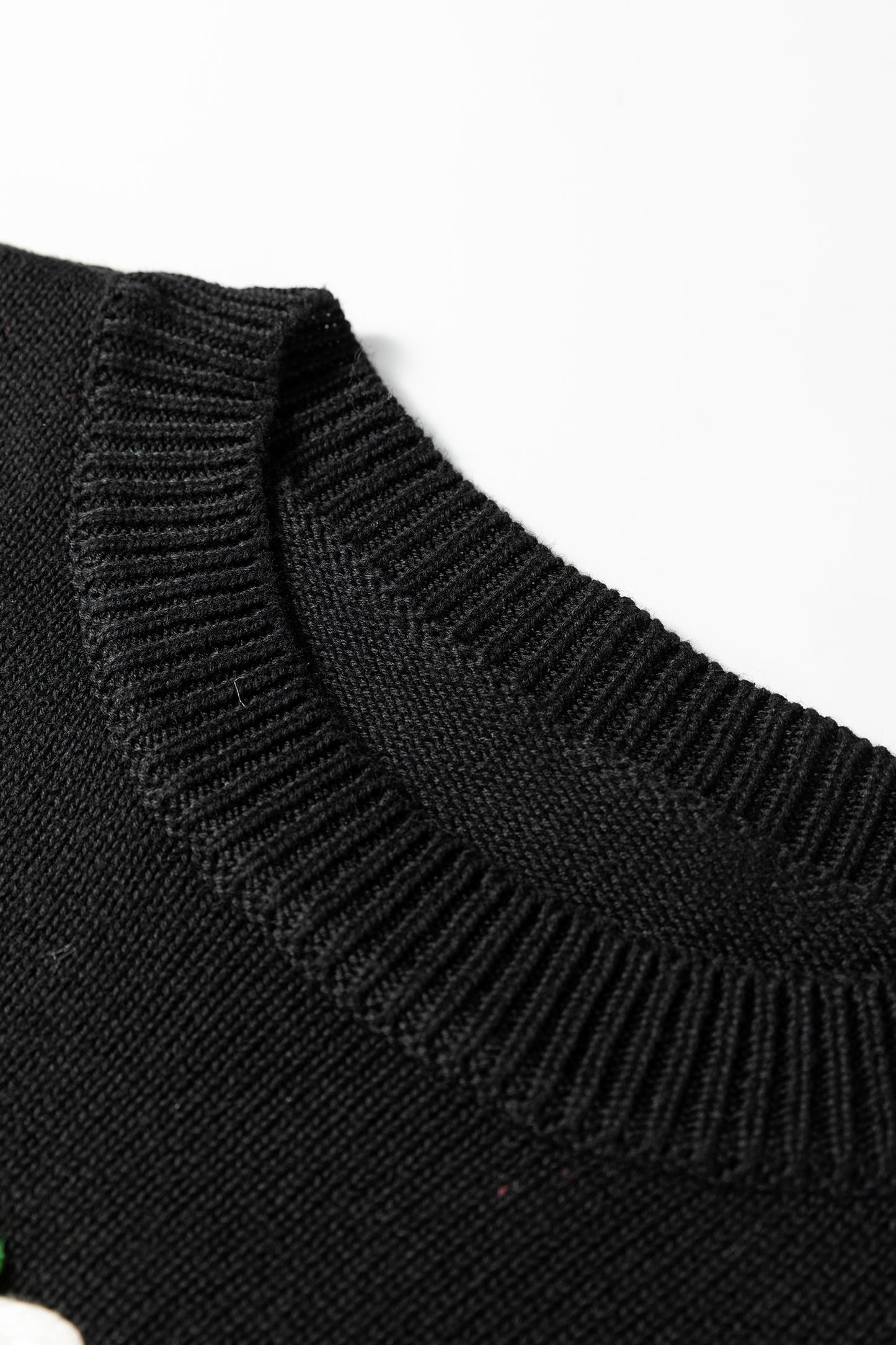 Black Merry Colorful Dot Detail Christmas Drop Shoulder Sweater