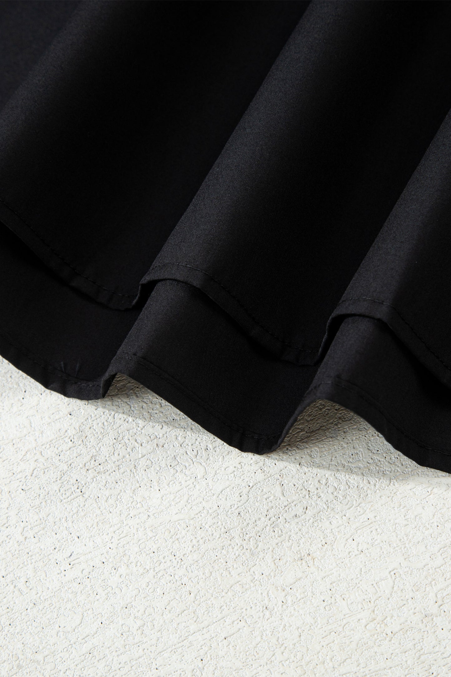 Black Striped Trim Ruffle Split Neck Long Sleeve Blouse