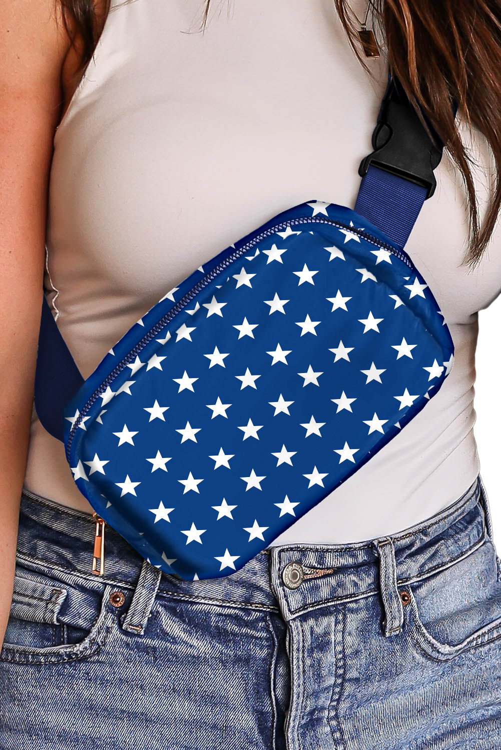 Blue Independent Day Flag Star Printed Cross body Bag