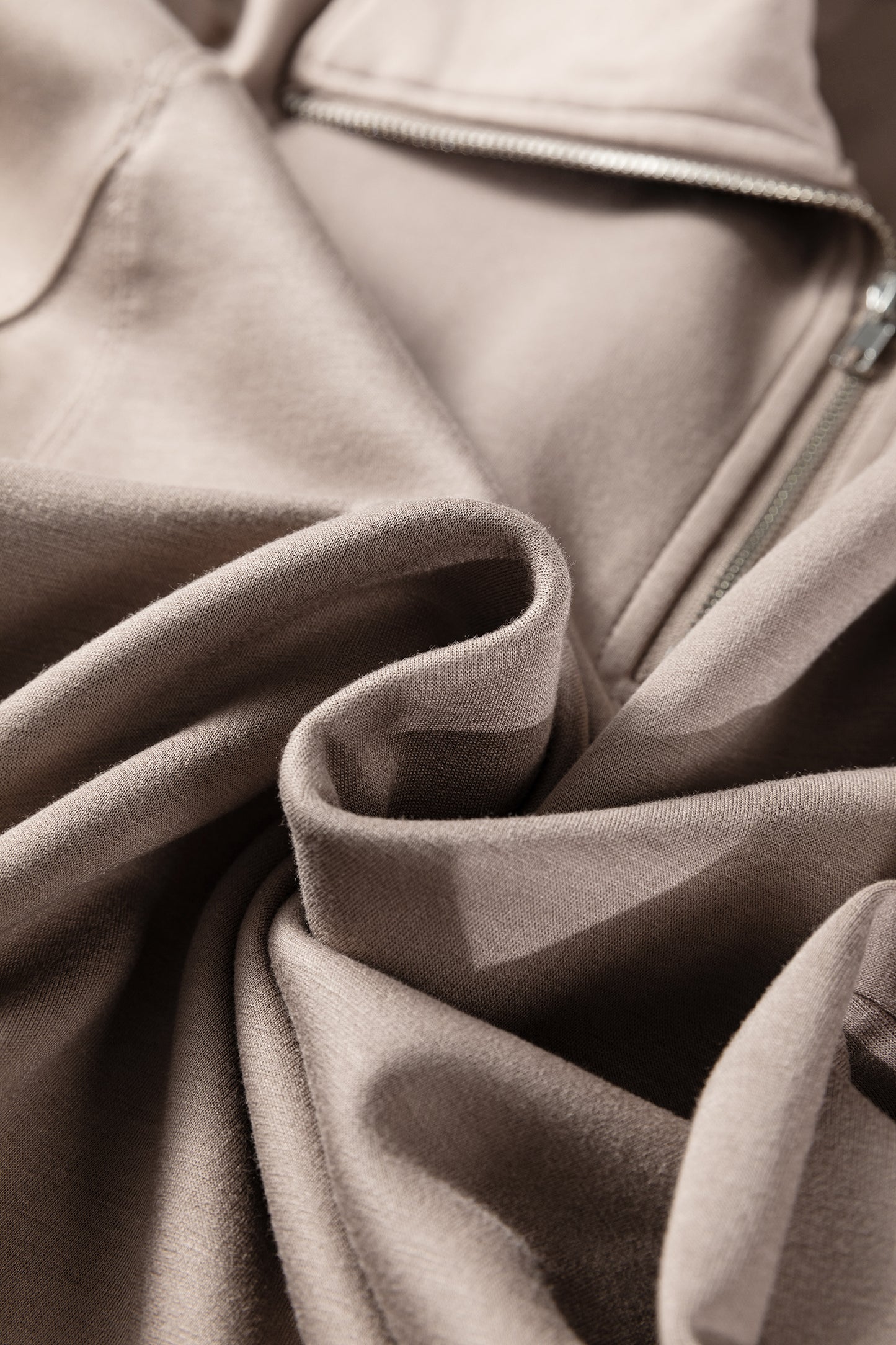 Goat Zip Collar Long Sleeve Top Drawstring Pants Set