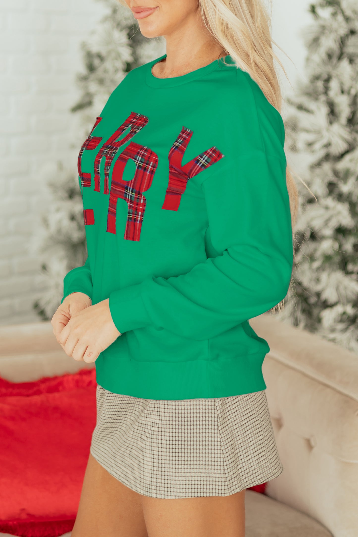 Sea Green Plaid MERRY Christmas Vacation Sweatshirt