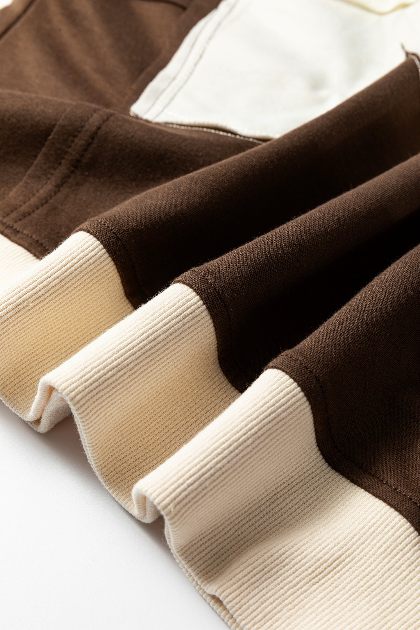 Coffee Raw Edge Flower Patch Drop Shoulder Casual Top