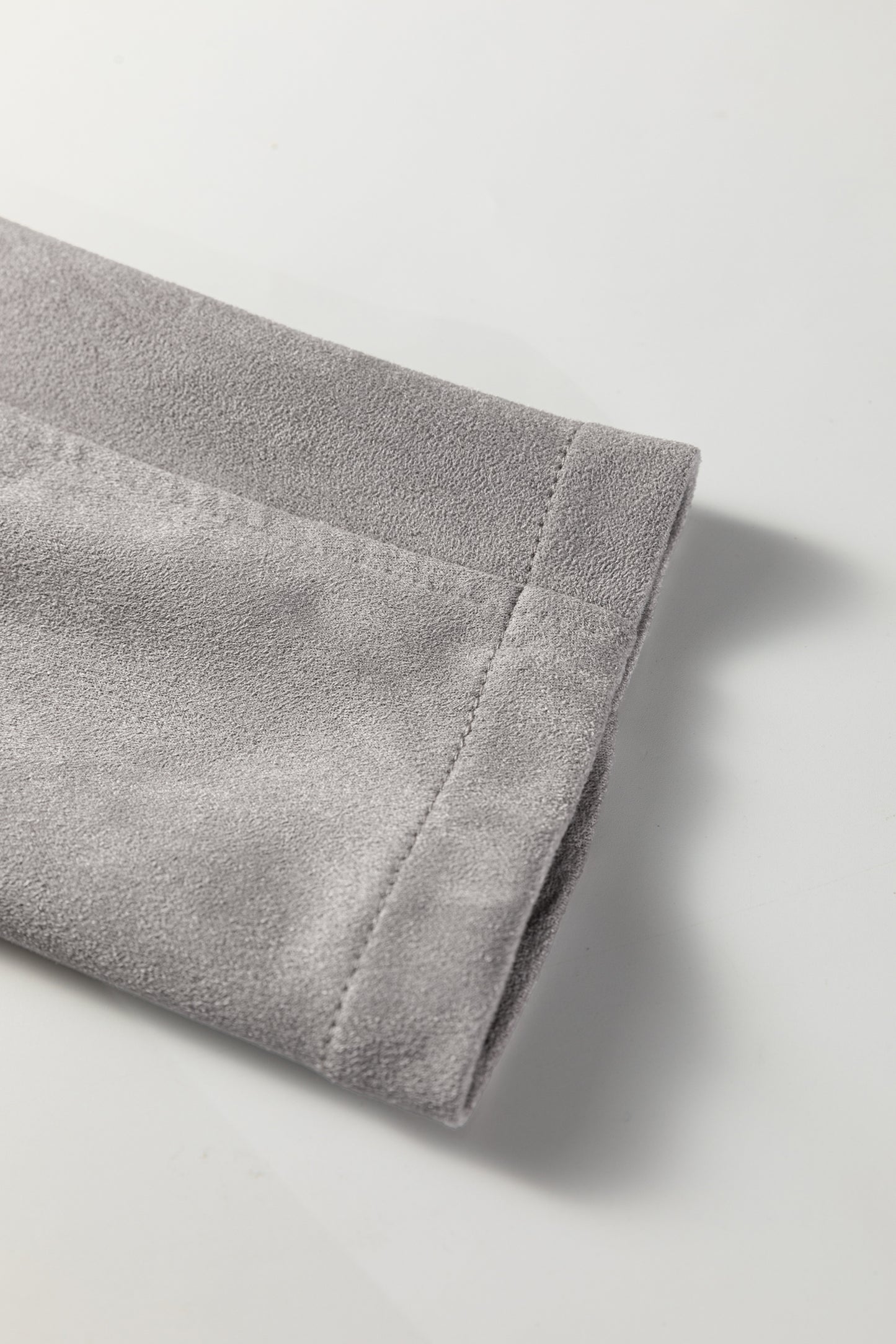 Gray Cropped Fringe Faux Suede Jacket