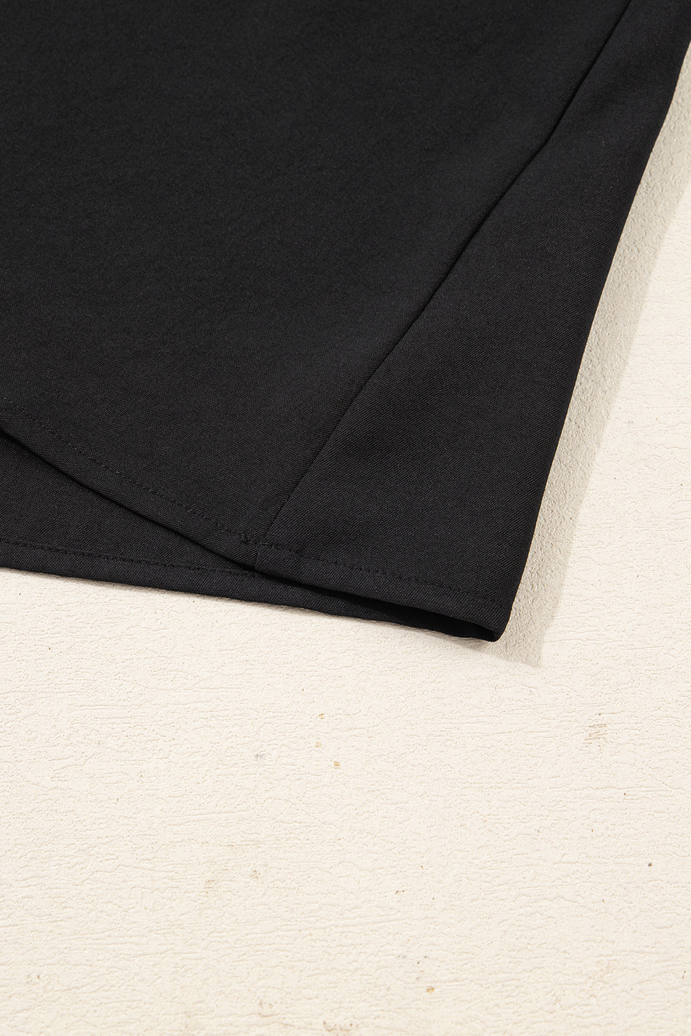 Black Plus Size Notched Neck Leopard Trim Flounce Long Sleeve Shift Dress