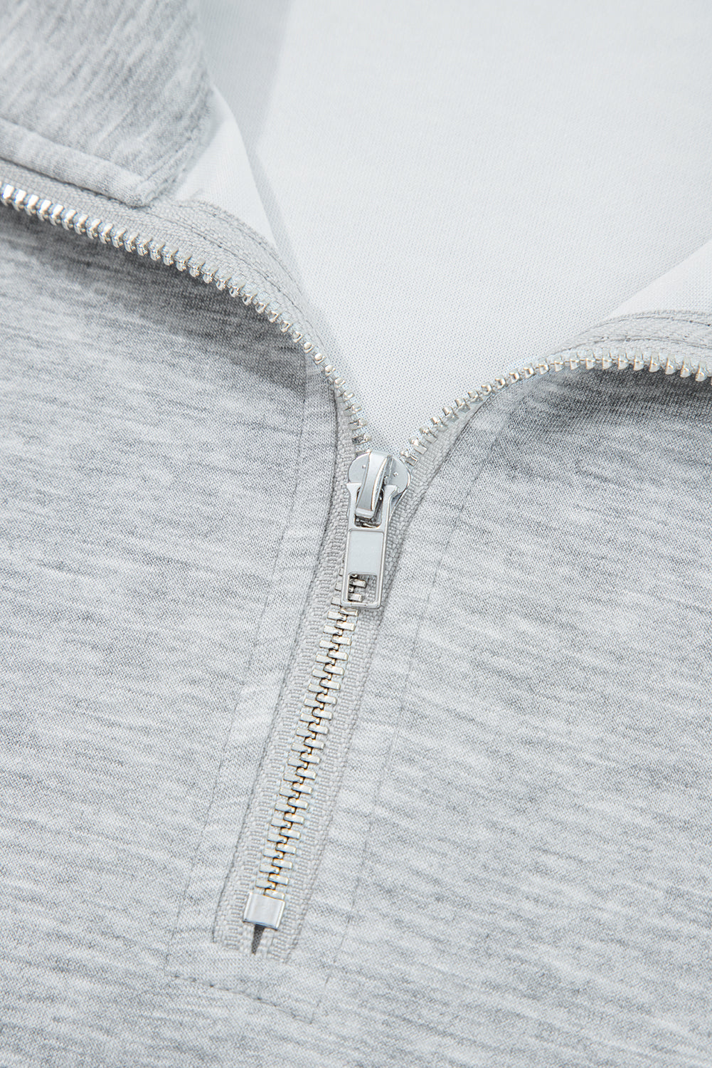 Light Grey Zip Collar Long Sleeve Top Drawstring Pants Set