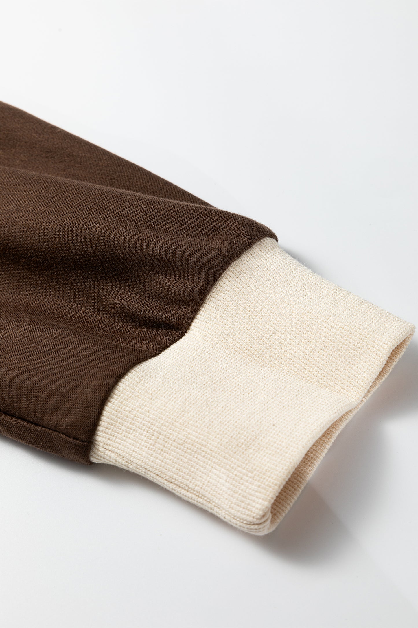 Coffee Raw Edge Flower Patch Drop Shoulder Casual Top