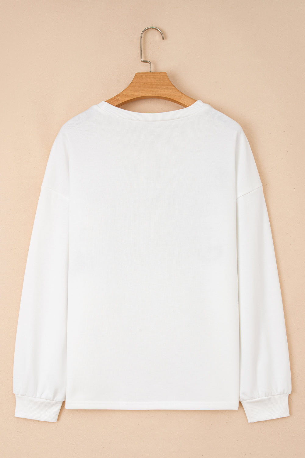 White HOLLY JOLLY Embroidered Graphic Pullover Sweatshirt