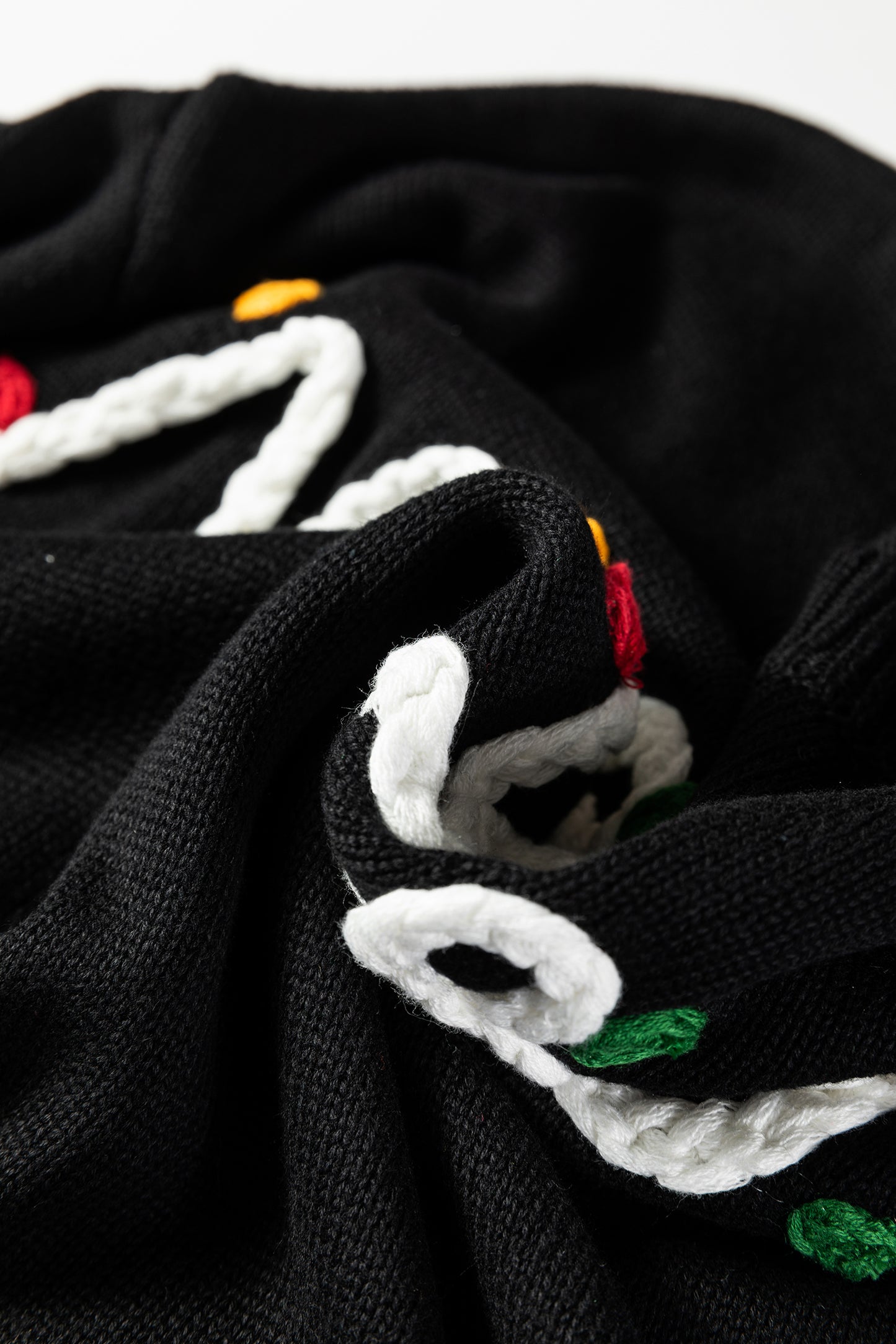 Black Merry Colorful Dot Detail Christmas Drop Shoulder Sweater